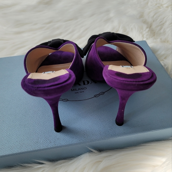 NEW Prada Purple Suede Heels with Bow Sz 6 - Picture 5 of 12